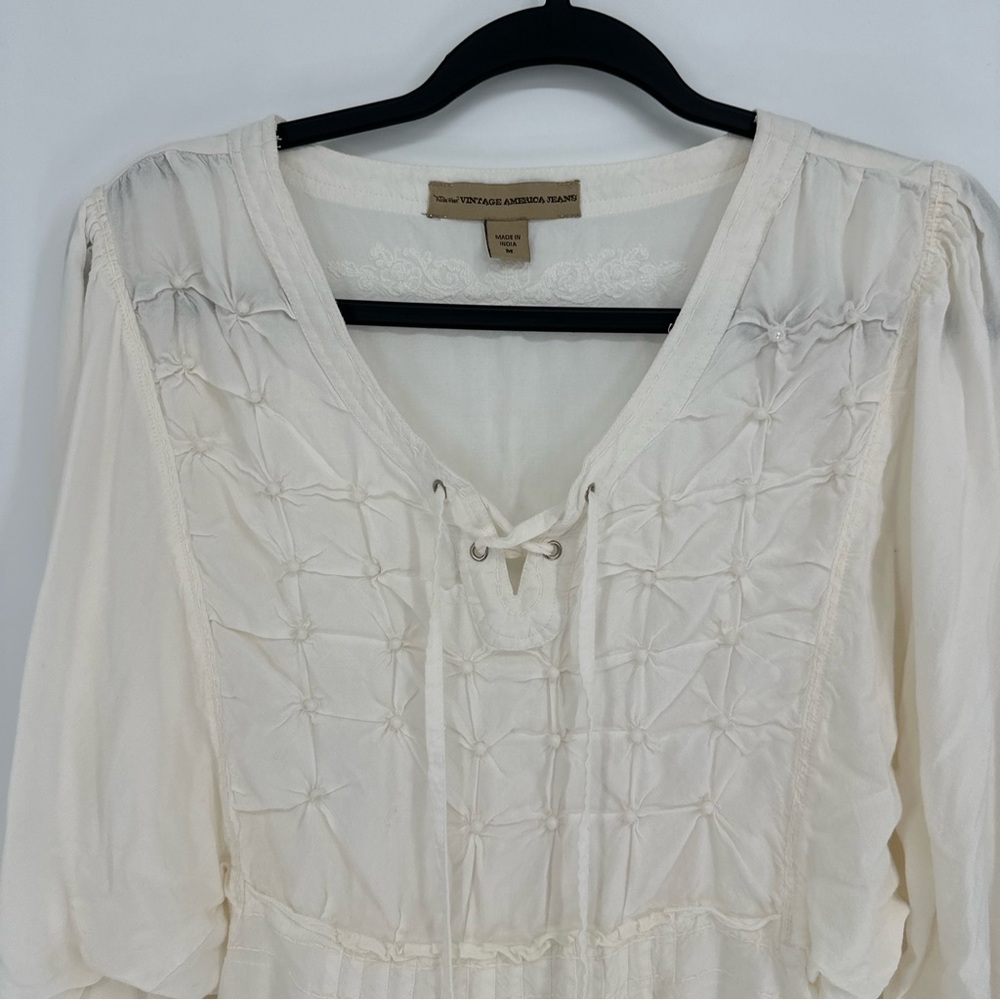 Nine West Vintage America Jean Ivory Boho‎ Keena Dress Womens Size Medium 2010 - Picture 2 of 13